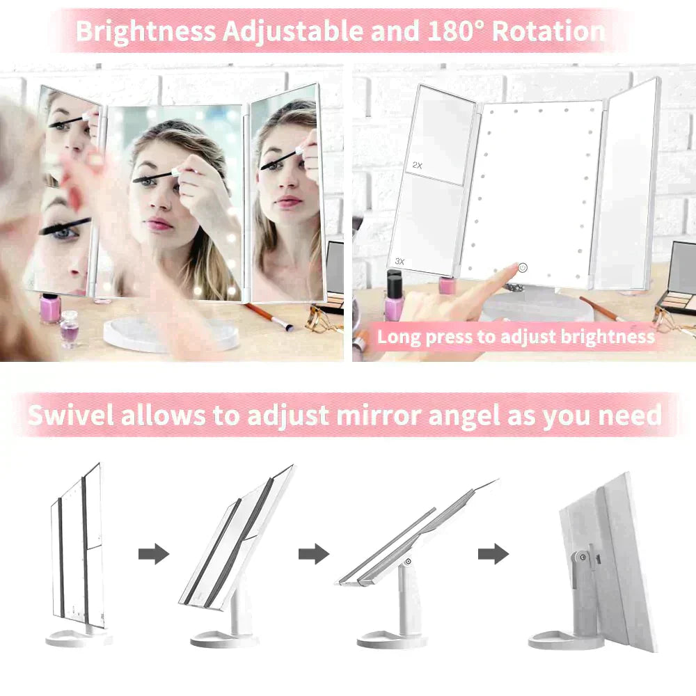 LED Touch Screen Makeup Mirror Bella Rose Beauty