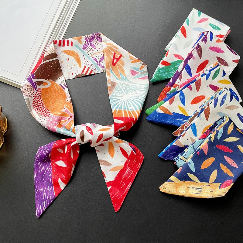 Skinny Silk Scarf for Women Bella Rose Beauty