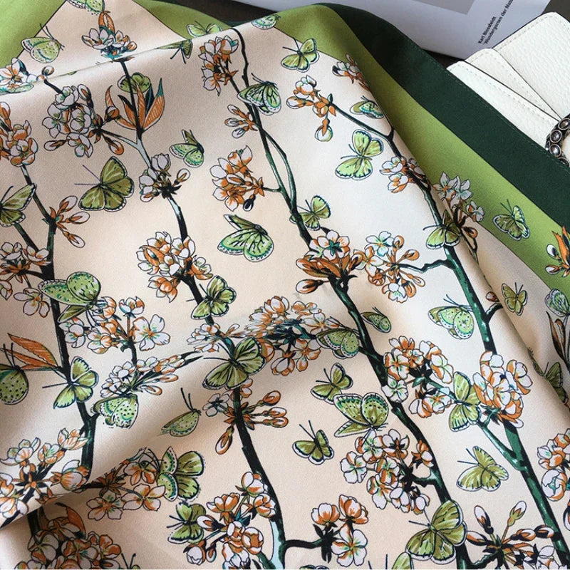 Women Silk Square Scarf Bella Rose Beauty