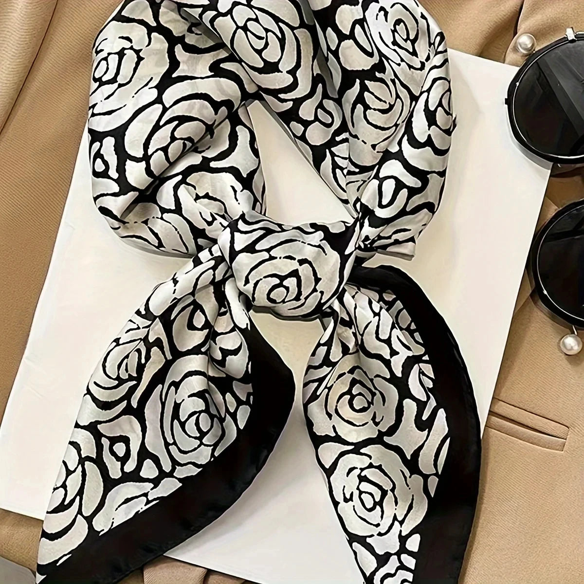 Rose Printed Square Scarf Bella Rose Beauty