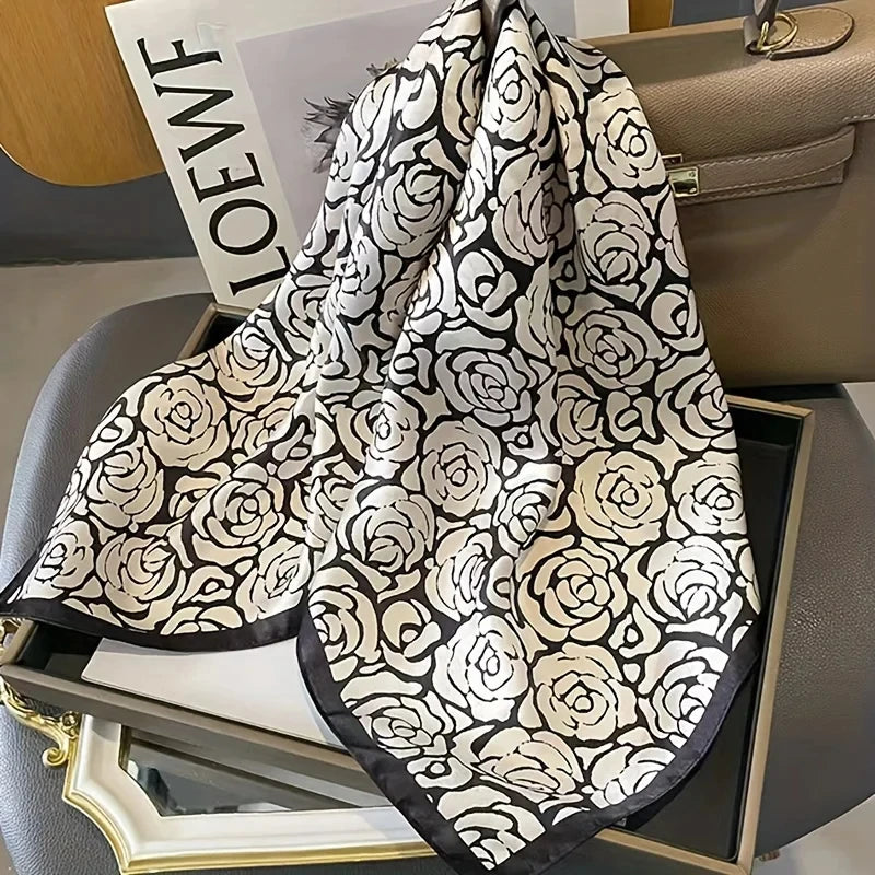 Rose Printed Square Scarf Bella Rose Beauty