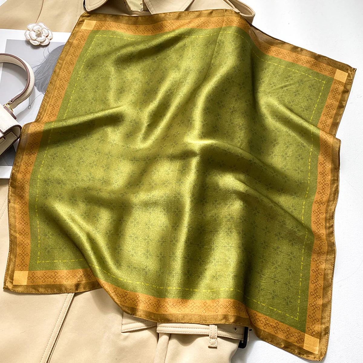 Dark Green Plain Square Scarf Bella Rose Beauty