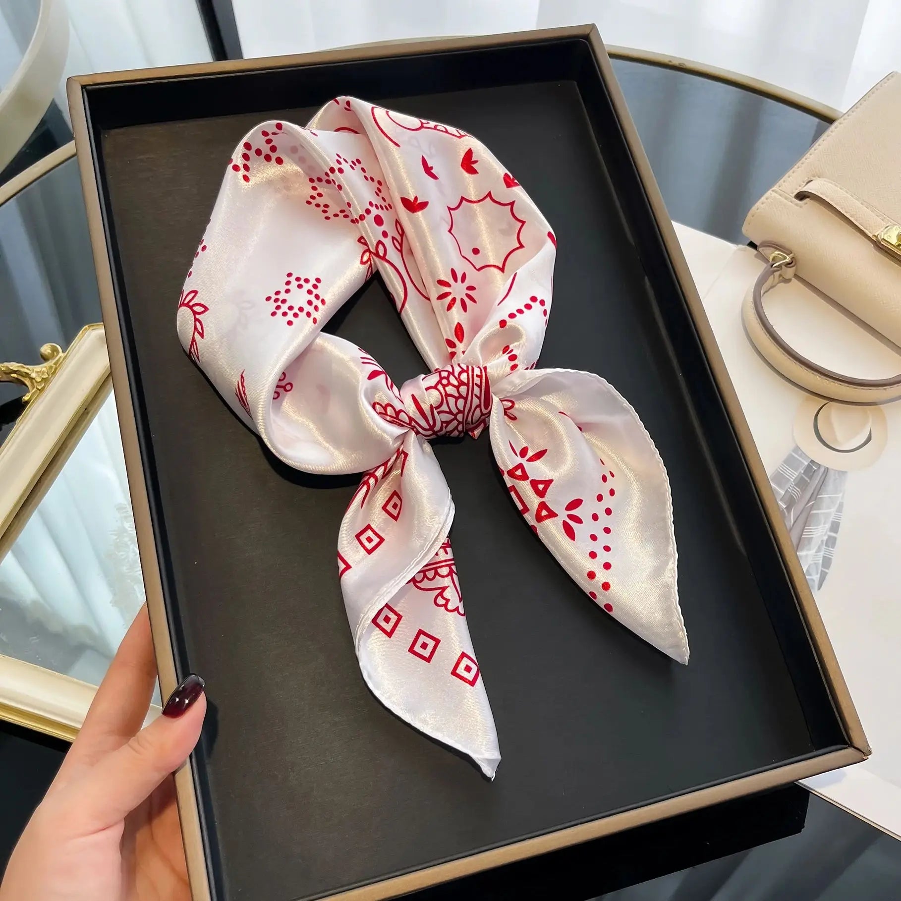 Square Imitation Silk Scarf Bella Rose Beauty