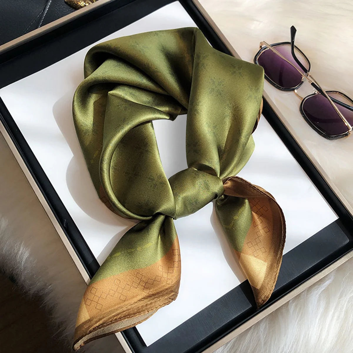 Dark Green Plain Square Scarf Bella Rose Beauty