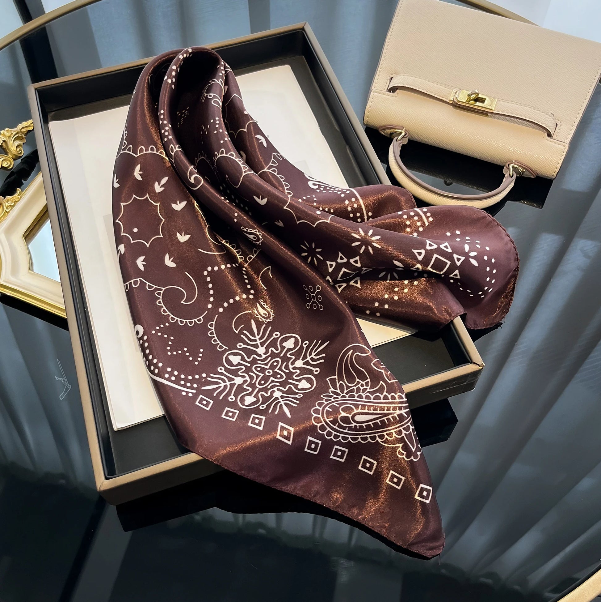 Square Imitation Silk Scarf Bella Rose Beauty