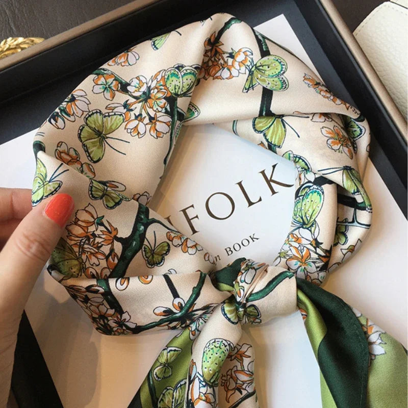 Women Silk Square Scarf Bella Rose Beauty