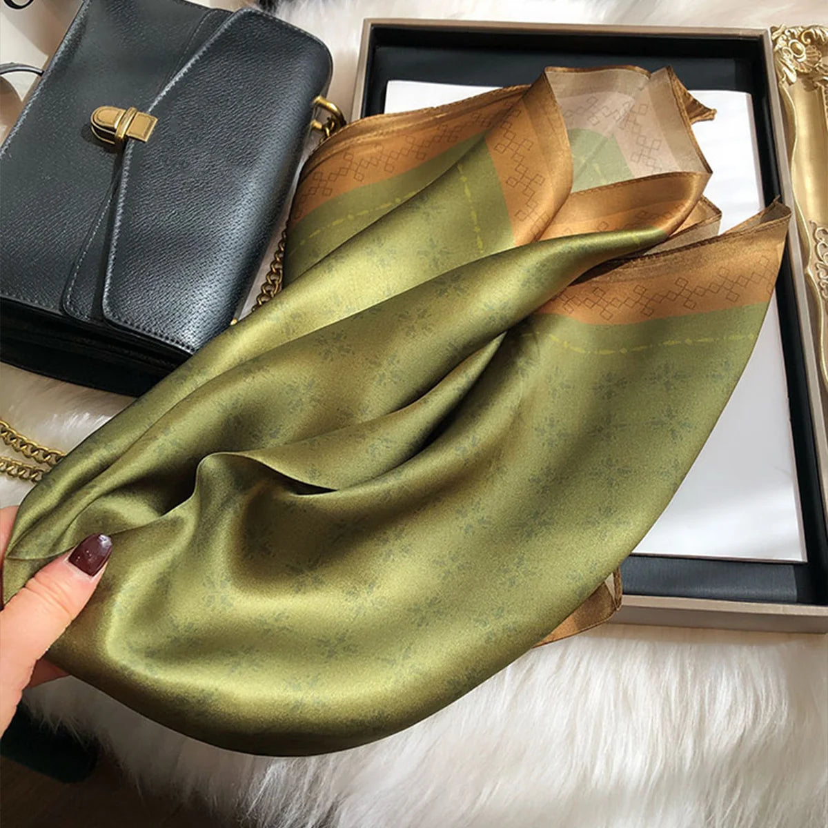 Dark Green Plain Square Scarf Bella Rose Beauty