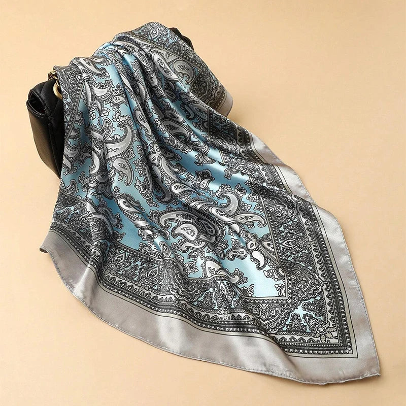 Women Silk Square Scarf Bella Rose Beauty