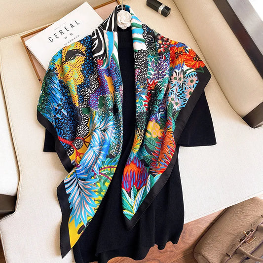 90*90cm Women Scarf Silk Bella Rose Beauty